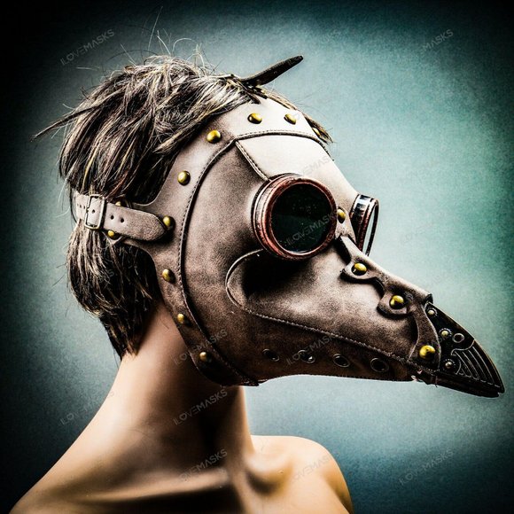 Halloween Plague Doctor Bird Nose Full Mask Brown - Picture 2 of 11